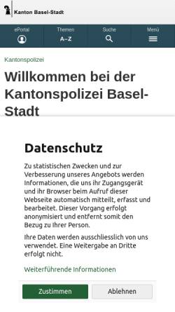 Vorschau der mobilen Webseite www.polizei.bs.ch, Kantonspolizei Basel Stadt