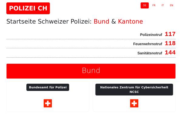 Vorschau von www.polizei.ch, Polizei.ch