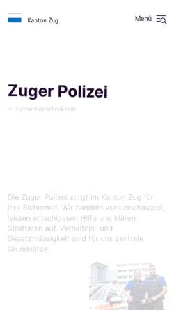 Vorschau der mobilen Webseite www.zg.ch, Zuger Polizei