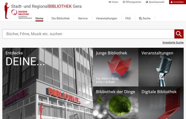 Vorschau von www.biblio-gera.de, Die Stadt- und Regionalbibliothek