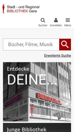 Vorschau der mobilen Webseite www.biblio-gera.de, Die Stadt- und Regionalbibliothek