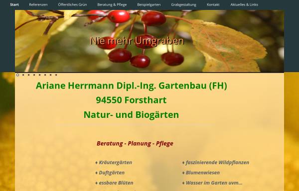 Vorschau von www.nie-mehr-umgraben.de, Ariane Herrmann, Natur- und Biogärten