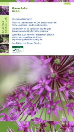 Vorschau der mobilen Webseite www.dietzler.de, Elements of Nature e.K.
