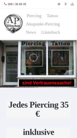 Vorschau der mobilen Webseite www.antares-piercing.de, Antares München, Christine Otto