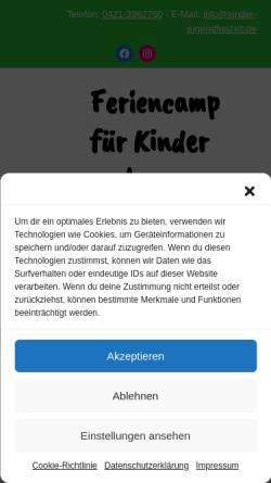 Vorschau der mobilen Webseite www.kinder-jugendfreizeit.de, Bremer Kinder- und Jugendfreizeit e.V.