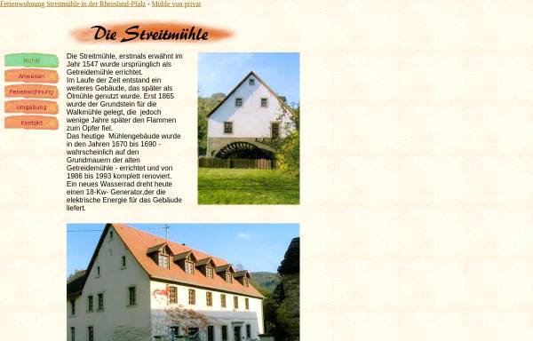 Vorschau von www.streitmuehle.de, Ferienwohnung in der Streitmühle