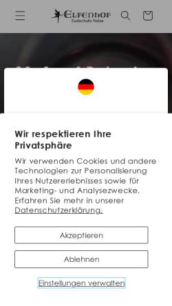 Vorschau der mobilen Webseite elfenhof.eu, Weingut Elfenhof