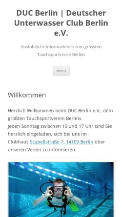 Vorschau der mobilen Webseite www.duc-berlin.de, Deutscher Unterwasser-Club Berlin e.V.