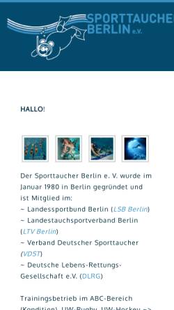 Vorschau der mobilen Webseite www.sporttaucher-berlin.de, Sporttaucher Berlin e. V.