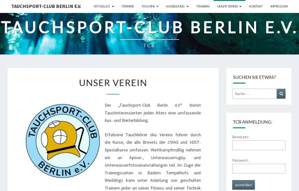 Vorschau von tcb-berlin.de, Tauchsport-Club Berlin e.V.
