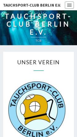 Vorschau der mobilen Webseite tcb-berlin.de, Tauchsport-Club Berlin e.V.