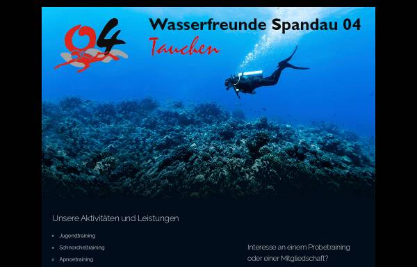 Vorschau von www.wasserfreunde-spandau04.de, Wasserfreunde Spandau 04 (Tauchabteilung)