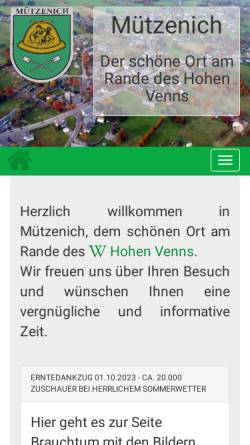 Vorschau der mobilen Webseite www.muetzenich.net, Mützenich
