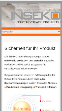 Vorschau der mobilen Webseite www.inseko.de, Inseko Industrieverpackungen GmbH