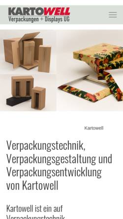 Vorschau der mobilen Webseite www.kartowell.de, Kartowell Verpackungstechnik GmbH