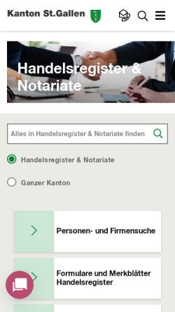 Vorschau der mobilen Webseite www.afhn.sg.ch, Handelsregisteramt St. Gallen