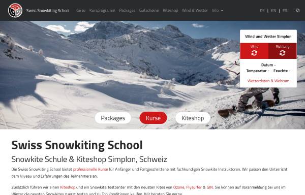 Vorschau von www.snowkiting.ch, Swiss Snowkiting School