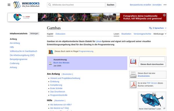 Vorschau von de.wikibooks.org, Gambas