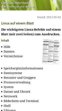 Vorschau der mobilen Webseite helmbold.de, Linux auf einem Blatt