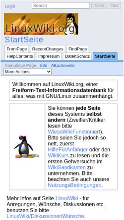 Vorschau der mobilen Webseite linuxwiki.de, LinuxWiki.org