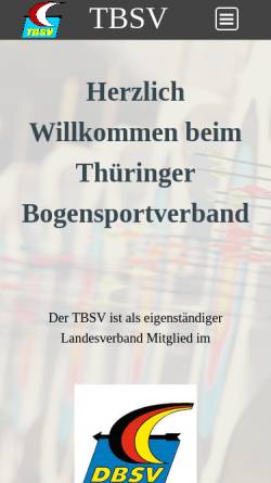 Vorschau der mobilen Webseite www.tbsv-bogensport.de, Thüringer Bogensport-Verband