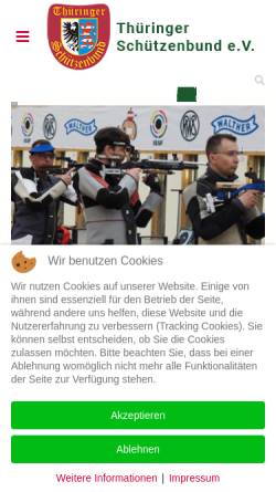 Vorschau der mobilen Webseite www.tsbev.de, Thüringer Schützenbund e.V.