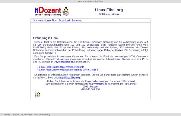 Vorschau von www.fibel.org, SuSE Linux.Fibel.Org