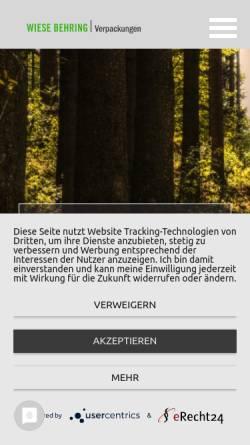 Vorschau der mobilen Webseite www.wiese-behring.de, Wiese Behring GmbH