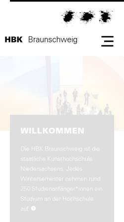 Vorschau der mobilen Webseite www.hbk-bs.de, Hochschule für Bildende Künste Braunschweig
