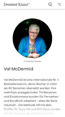Vorschau der mobilen Webseite www.val-mcdermid.de, Val McDermid