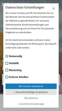 Vorschau der mobilen Webseite www.hfh-fernstudium.de, HFH · Hamburger Fern-Hochschule