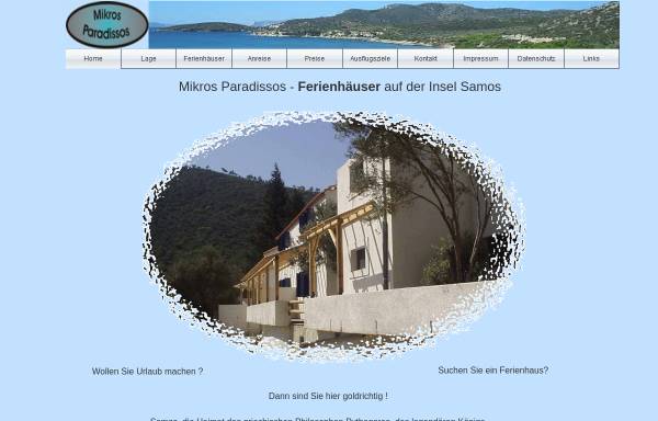 Vorschau von www.mikros-paradissos.de, Mikros Paradissos Ferienhäuser