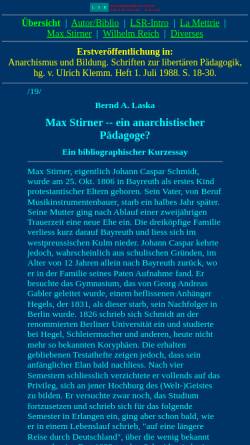 Vorschau der mobilen Webseite www.lsr-projekt.de, Max Stirner - Anarchismus - Pädagogik