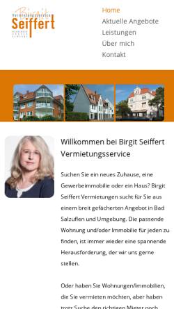 Vorschau der mobilen Webseite www.seiffert-vermietung.de, Birgit Seiffert Vermietungsservice