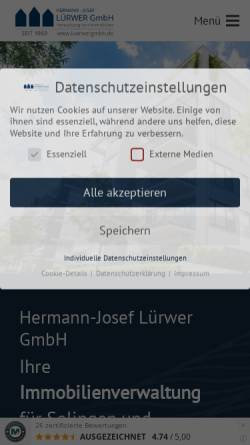 Vorschau der mobilen Webseite www.luerwergmbh.de, Hermann-Josef Lürwer GmbH
