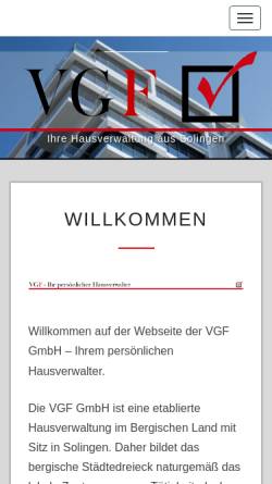 Vorschau der mobilen Webseite www.vgf-solingen.de, VGF Verwaltungsgesellschaft für Grundbesitz mbH