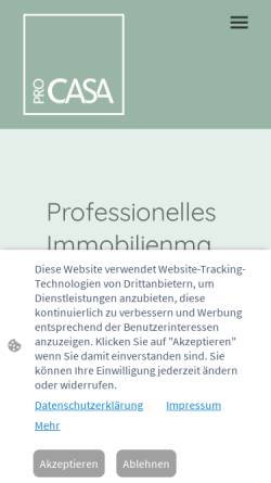Vorschau der mobilen Webseite www.procasa-immobilien.com, Procasa Hausverwaltung GmbH