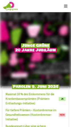 Vorschau der mobilen Webseite www.jungegruene.ch, Junge Grüne Schweiz