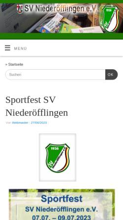 Vorschau der mobilen Webseite www.sv-niederoefflingen.de, Sportverein Niederöfflingen e.V.
