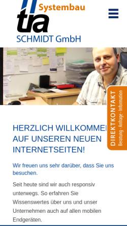 Vorschau der mobilen Webseite www.tra-systembau.de, TRA Systembau Schmidt GmbH