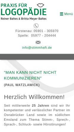Vorschau der mobilen Webseite www.stimmhaft.de, Logopädie Baltes