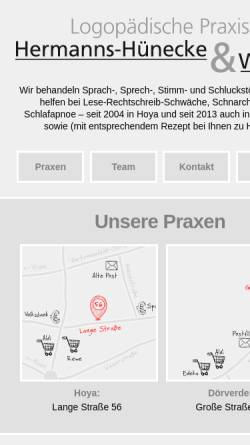 Vorschau der mobilen Webseite www.die-logopaedinnen.de, Logopädische Praxis Hermanns-Hünecke und Krebs