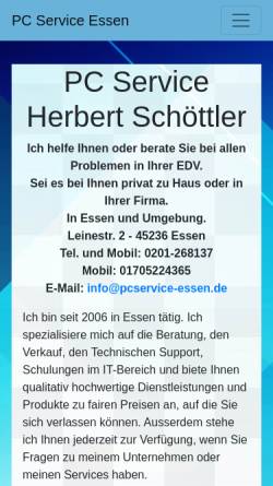Vorschau der mobilen Webseite www.pcservice-essen.de, PC Service Essen, Herbert Schöttler