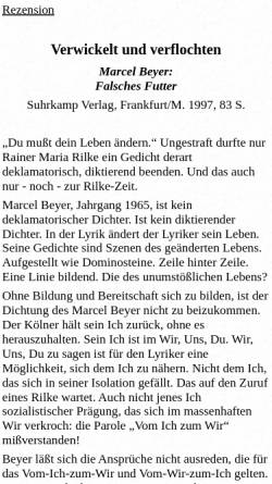 Vorschau der mobilen Webseite www.luise-berlin.de, Marcel Beyer: Falsches Futter