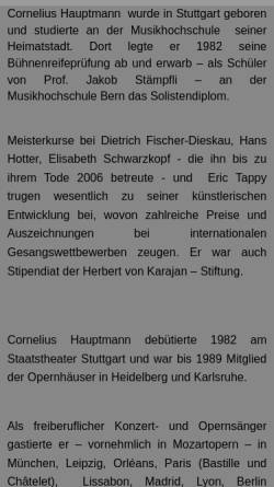 Vorschau der mobilen Webseite www.cornelius-hauptmann.com, Hauptmann, Cornelius