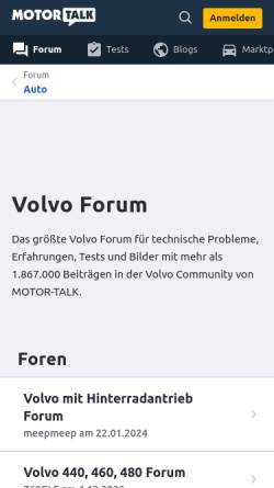 Vorschau der mobilen Webseite www.motor-talk.de, Volvo-Forum bei »Motor-Talk«