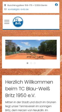 Vorschau der mobilen Webseite tc-britz.de, TC Blau-Weiß Britz 1950 e.V.