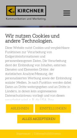 Vorschau der mobilen Webseite www.kirchner-kum.de, Kirchner Werbeagentur