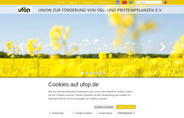 Vorschau von www.ufop.de, Union zur Förderung von Oel- und Proteinpflanzen e. V.