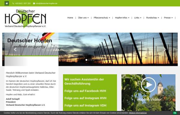 Vorschau von www.deutscher-hopfen.de, Verband Deutscher Hopfenpflanzer e.V.
